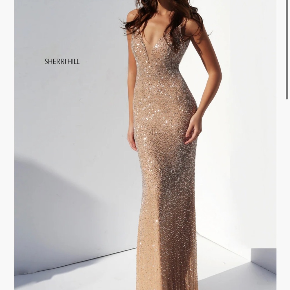 Sherri Hill Champagne Sequin Dress